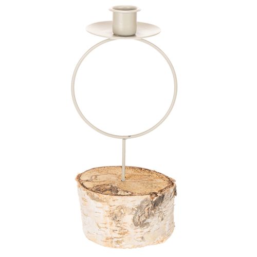 **Birch Wood Candle Holder with White Metal Ring 20cm**

```html
<h2>Decorative Birch Wood Candle Holder with White Metal Ring</h2>

<p>
This decorative candle holder combines natural birch wood with a minimalist white metal ring to create an elegant and  | Floristik24.co.uk