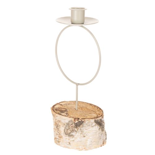**Birch Wood Candle Holder with White Metal Ring 20cm**

```html
<h2>Decorative Birch Wood Candle Holder with White Metal Ring</h2>

<p>
This decorative candle holder combines natural birch wood with a minimalist white metal ring to create an elegant and  | Floristik24.co.uk