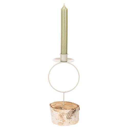 **Birch Wood Candle Holder with White Metal Ring 20cm**

```html
<h2>Decorative Birch Wood Candle Holder with White Metal Ring</h2>

<p>
This decorative candle holder combines natural birch wood with a minimalist white metal ring to create an elegant and  | Floristik24.co.uk