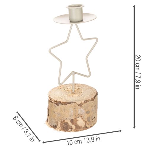**Star-Shaped Candle Holder with Wooden Base for Taper Candles 20cm**

```html
<h2>Star-Shaped Candle Holder with Wooden Base</h2>
<p>
This star-shaped candle holder is a charming addition to your seasonal home decoration. It features a natural wood base  | Floristik24.co.uk
