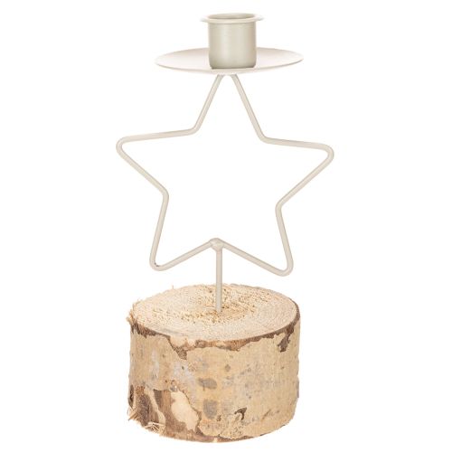 **Star-Shaped Candle Holder with Wooden Base for Taper Candles 20cm**

```html
<h2>Star-Shaped Candle Holder with Wooden Base</h2>
<p>
This star-shaped candle holder is a charming addition to your seasonal home decoration. It features a natural wood base  | Floristik24.co.uk