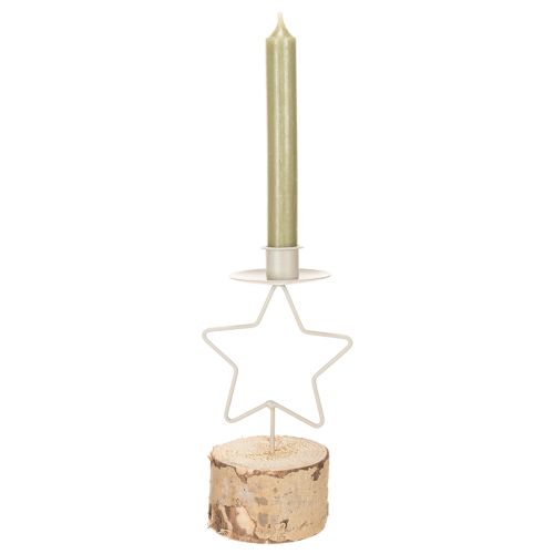 **Star-Shaped Candle Holder with Wooden Base for Taper Candles 20cm**

```html
<h2>Star-Shaped Candle Holder with Wooden Base</h2>
<p>
This star-shaped candle holder is a charming addition to your seasonal home decoration. It features a natural wood base  | Floristik24.co.uk