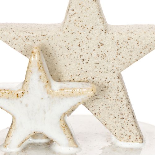Ceramic Star Candle Holders White 11cm Set of 2 Indoor Christmas Decoration | Floristik24.co.uk
