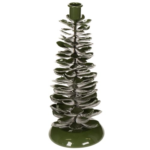 Candle Holder Tree-Shaped Green Metal Decoration 28cm Indoor Use