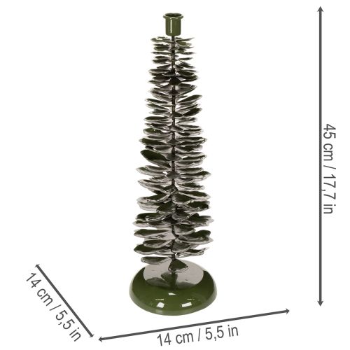 Candle Holder in Green Metal
