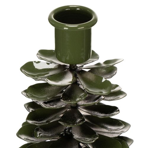 Candle Holder in Green Metal