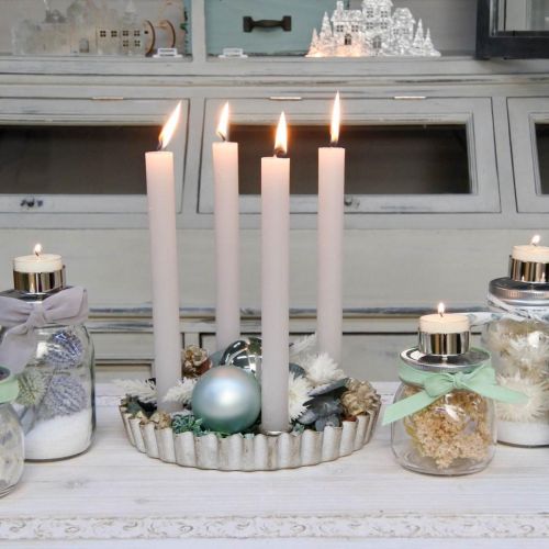 Floristik24 Rod candle holder plate candle holder silver 4 flames Ø22cm