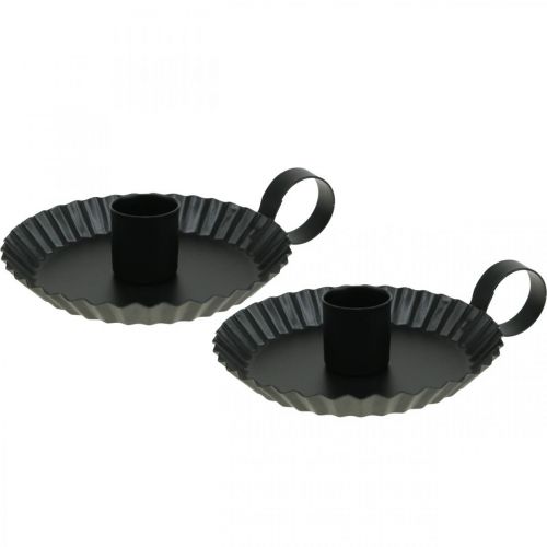 Candlestick Black Metal Candle Holder Ø9.5cm 4 pcs