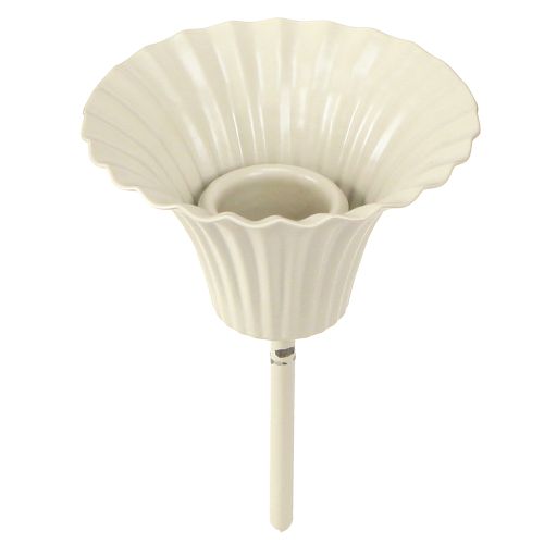 Taper candle holder with stem grey metal Ø7.5cm H10.5cm 2pcs