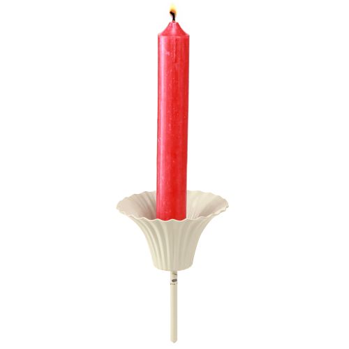 Product Taper candle holder with stem grey metal Ø7.5cm H10.5cm 2pcs