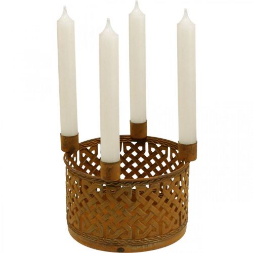 Floristik24 Candle holder metal decorative metal basket rust Ø16.5cm H12.5cm