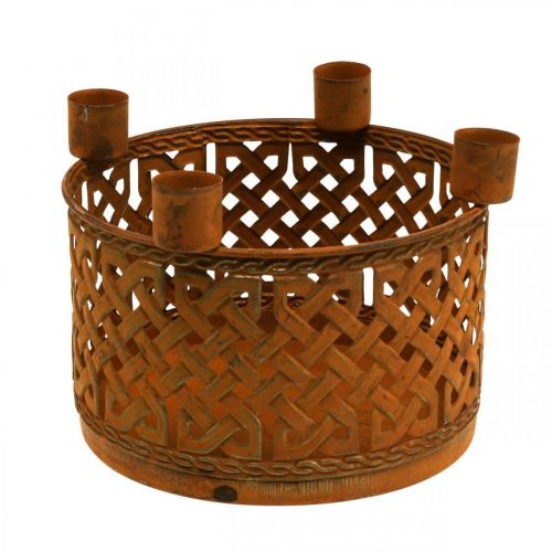 Floristik24 Candle holder metal decorative metal basket rust Ø16.5cm H12.5cm