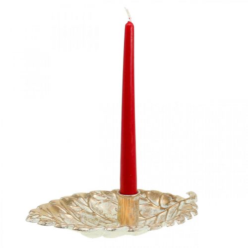 Floristik24 Candlestick Plate Foliage Golden Vintage 26x16x6cm