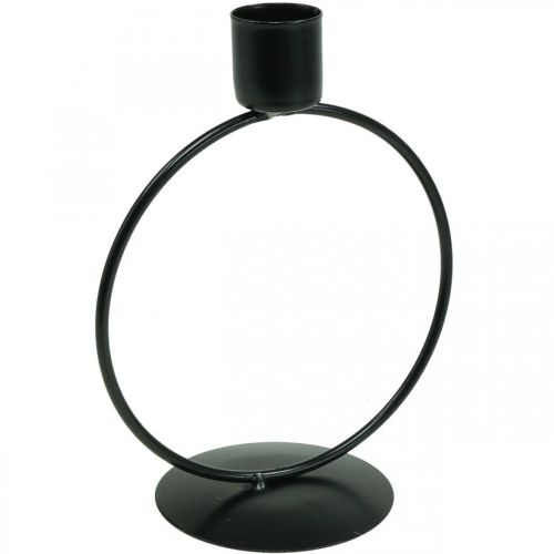 Floristik24 Candlestick black metal ring stick candle holder Ø10.5cm