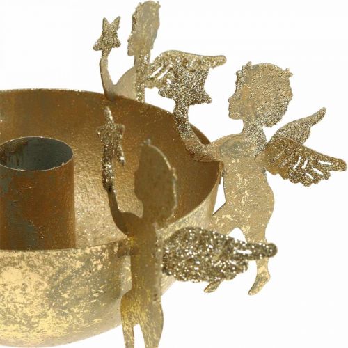 Floristik24 Christmas decoration candlestick with angels Golden Ø18cm