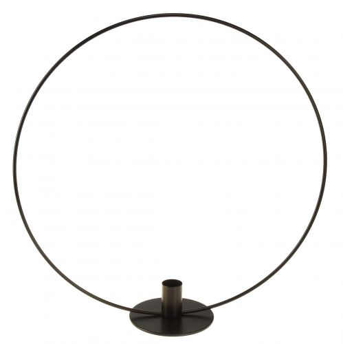 Candle holder metal black decorative ring for standing Ø35cm