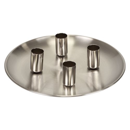 Stick candle holder silver Ø2.5cm candle plate metal Ø23cm