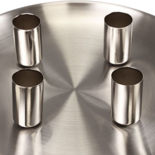 Floristik24 Stick candle holder silver Ø2.5cm candle plate metal Ø23cm
