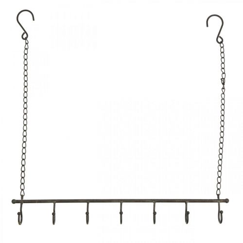 Floristik24 Rod with 7 hooks metal antique look hook rail 50×H55cm