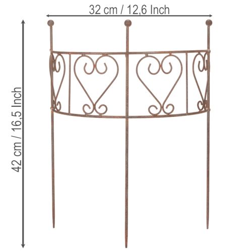 Product Semi-circular trellis with heart ornament. Perfect for rustic garden decoration. 42cm
