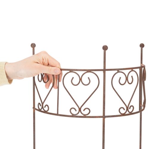 Product Semi-circular trellis with heart ornament. Perfect for rustic garden decoration. 42cm