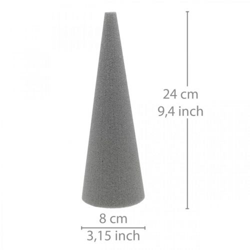OASIS® floral foam cone SEC grey, dry foam H24cm Ø8cm 6 pieces