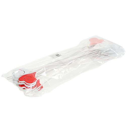 Product Plug double heart red, white 8cm x 5cm 12pcs
