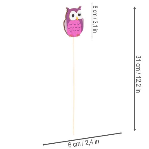 Wooden Owl Plant Stakes for Flower Arrangements and Pots, 31cm, Set of 12 | Floristik24.co.uk