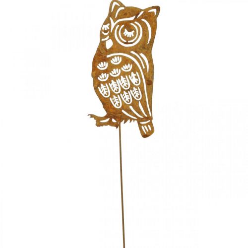 Product Garden stake rust owl metal patina plug 19cm