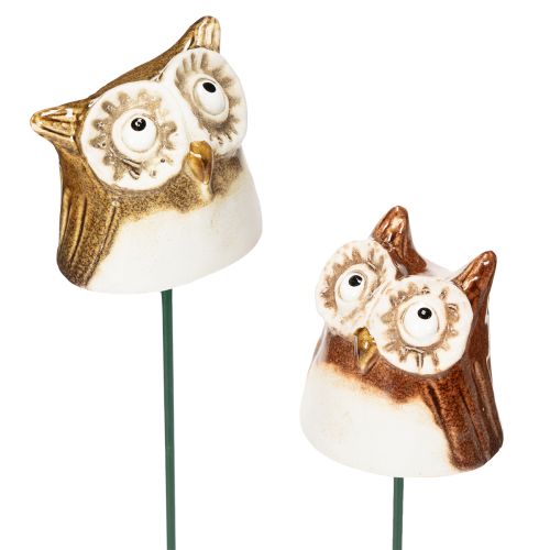 Ceramic owl stake decorative figure for plants 26cm 2pcs buy online | Floristik24.co.uk