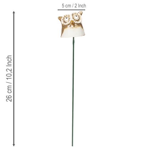 Ceramic owl stake decorative figure for plants 26cm 2pcs | Floristik24.co.uk