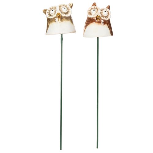 Ceramic owl stake decorative figure for plants 26cm 2pcs | Floristik24.co.uk