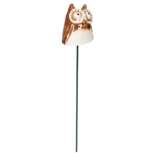 Ceramic owl stake decorative figure for plants 26cm 2pcs | Floristik24.co.uk