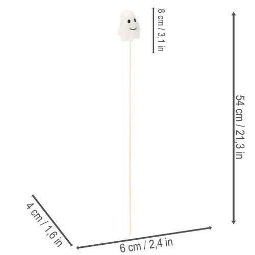 Ghost Figures on Wooden Sticks Halloween Decoration 54cm Set of 8 | Floristik24.co.uk