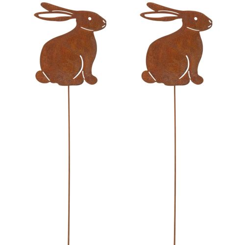 Product Metal garden stake rabbit, rustic eye-catcher for flower beds and flowers, 100cm, 2 pieces