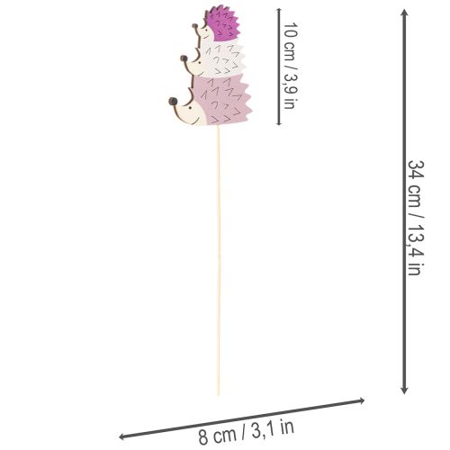 Decorative Wooden Hedgehog Family Garden Stakes 34cm, Set of 12 | Floristik24.co.uk