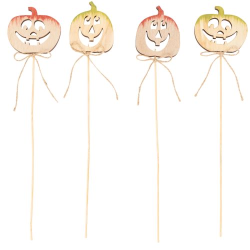 Wooden Pumpkin Picks with Faces, 31cm, 12-Pack – Halloween and Autumn Decoration | Floristik24.co.uk