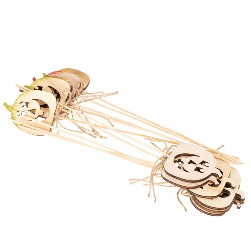 Wooden Pumpkin Picks with Faces, 31cm, 12-Pack – Halloween and Autumn Decoration | Floristik24.co.uk