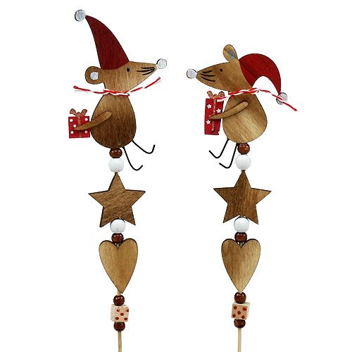 Floristik24 Plug with mouse natural, red L30cm 8pcs