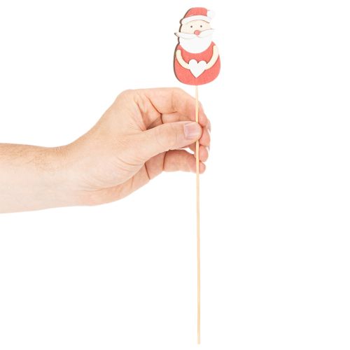 Wooden Santa Picks for Festive Arrangements and Potted Plants 31cm - Set of 12 | Floristik24.co.uk
