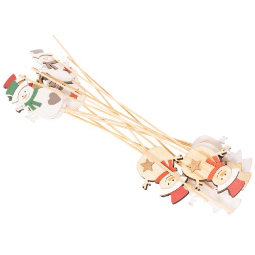Wooden Snowman Picks for Christmas Flower Arrangements 31cm Set of 12 | Floristik24.co.uk
