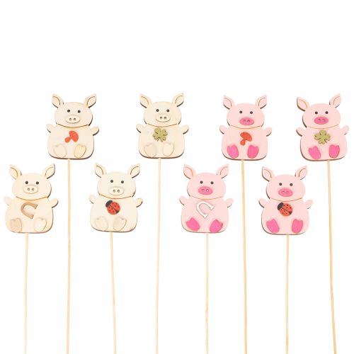 Wooden Pig Plant Sticks 31cm, Set of 16, Multicoloured Designs buy online | Floristik24.co.uk