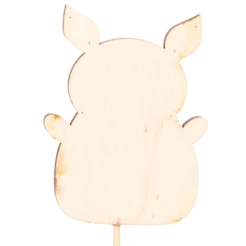 Wooden Pig Plant Sticks 31cm, Set of 16, Multicoloured Designs | Floristik24.co.uk
