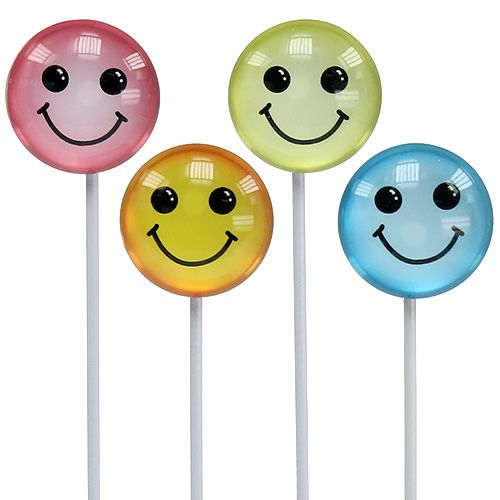 Floristik24 Deco emoticon on stick assorted colors 3.5cm 8pcs