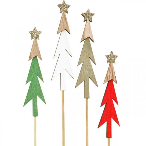 Floristik24 Christmas pine tree flower pin wood 9.5cm 16 pcs