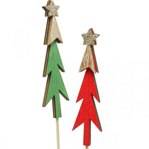 Floristik24 Christmas pine tree flower pin wood 9.5cm 16 pcs