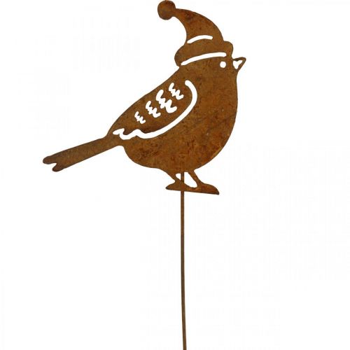 Product Garden Stake Bird with Hat Edelrost Decoration 12cm 6 Pcs