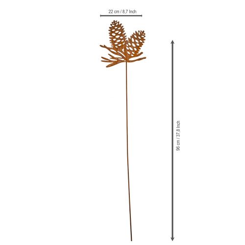 Metal Stake with Pinecone Design, Rustic Finish, 96cm | Floristik24.co.uk