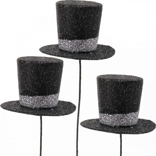 Product New Year&#39;s Eve deco cylinder hat deco plug glitter 5cm 12pcs