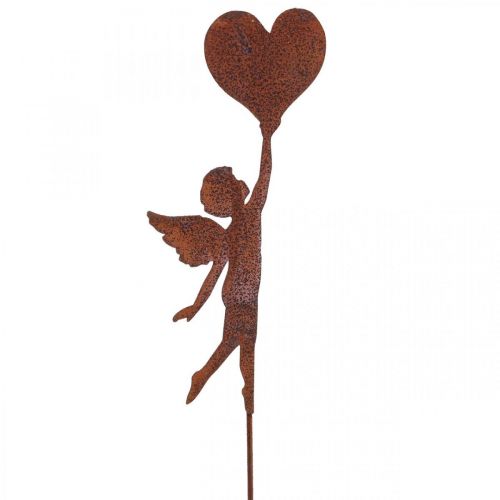 Floristik24 Garden stake rust angel with heart decoration Valentine&#39;s Day 60cm